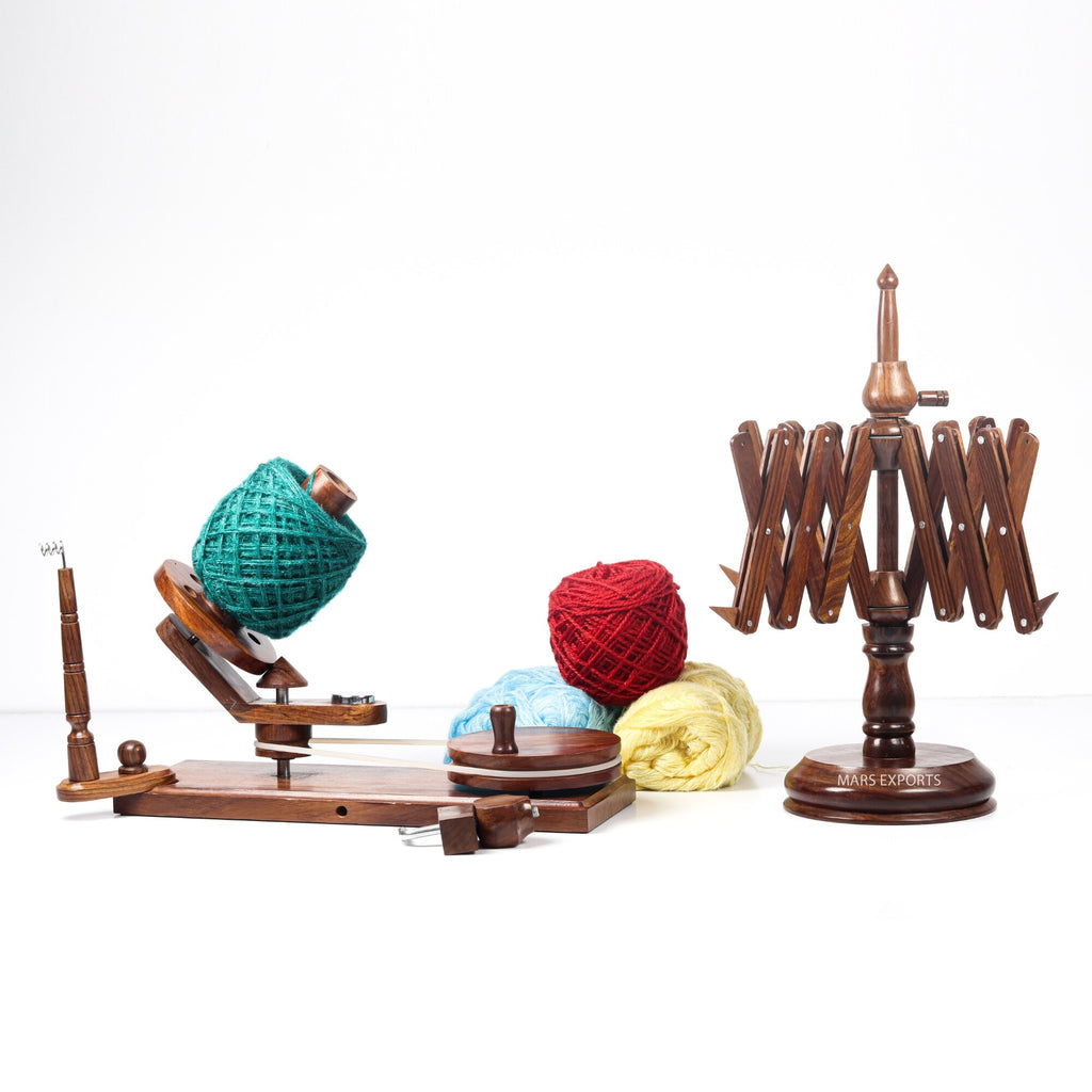 Handcrafted Rosewood Yarn Winder With Umbrella Yarn Swift for Knitting & Crochet