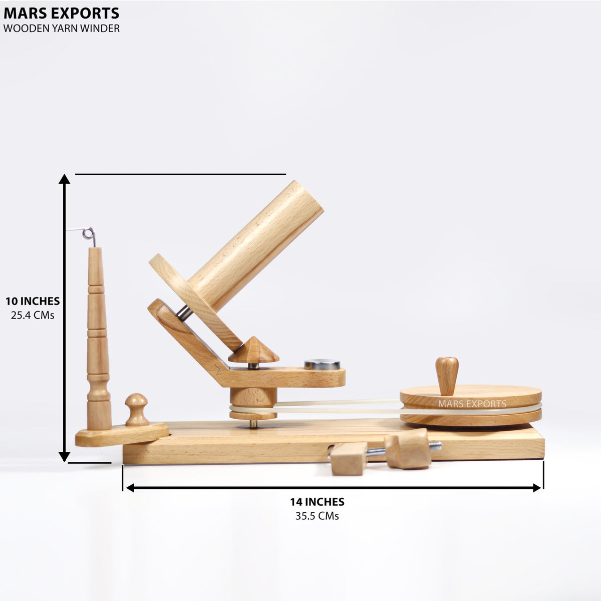 Beechwood yarn winder product dimensions and construction view