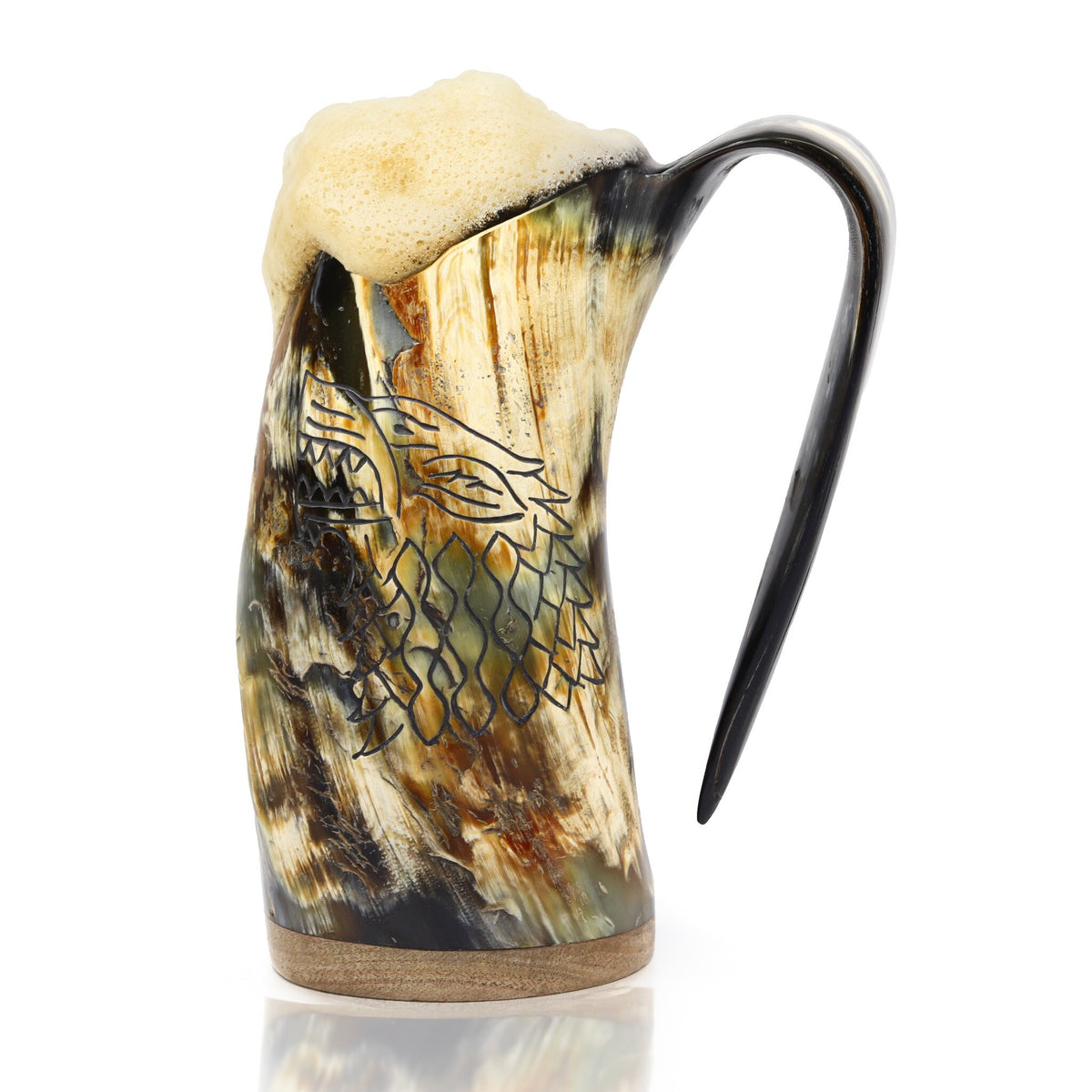 Natural Ox Horn Viking Mug with Shot Glass & Bottle Opener – Wolf Wood Design