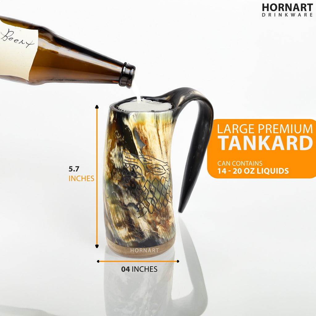 Natural Ox Horn Viking Mug with Shot Glass & Bottle Opener – Wolf Wood Design