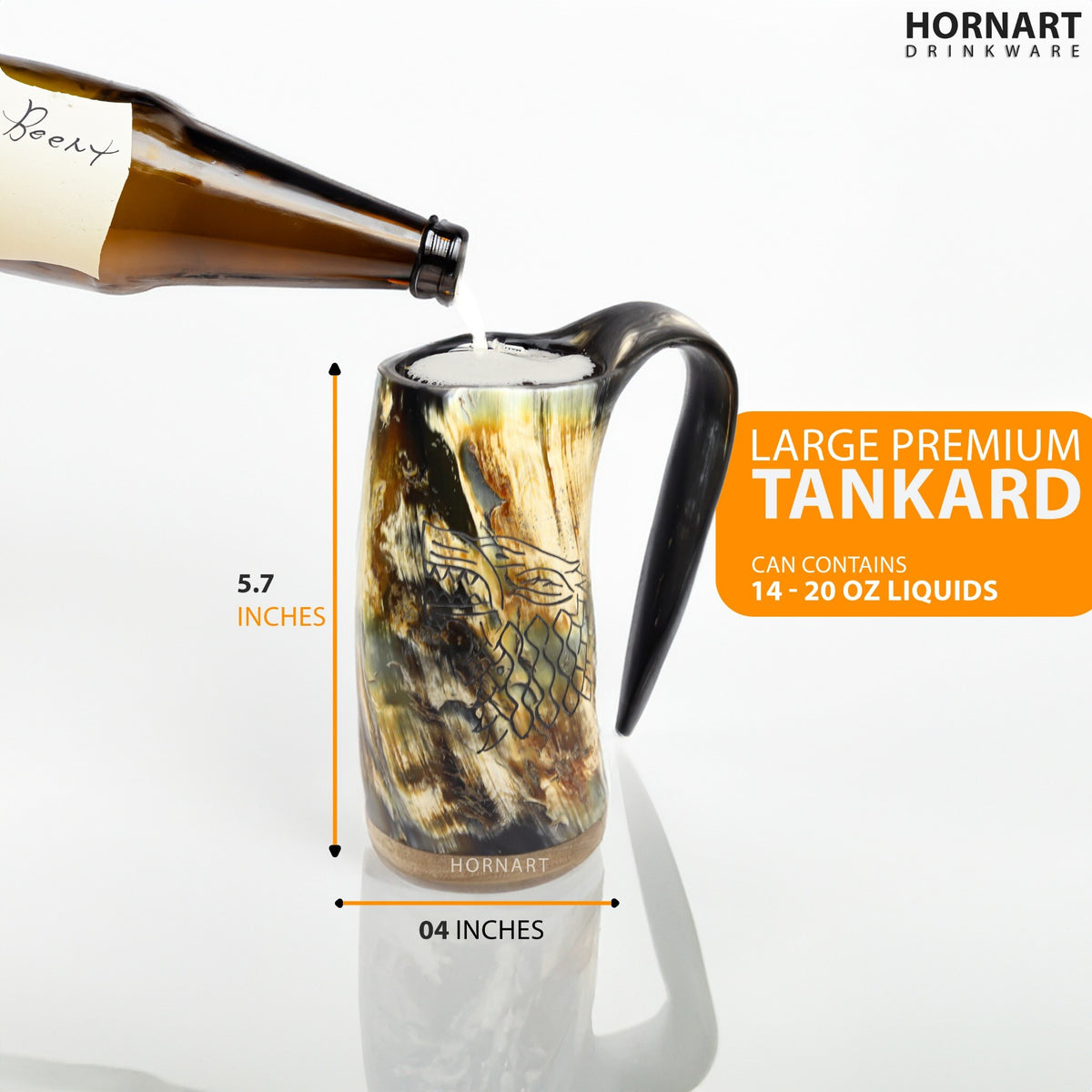 Natural Ox Horn Viking Mug with Shot Glass & Bottle Opener – Wolf Wood Design