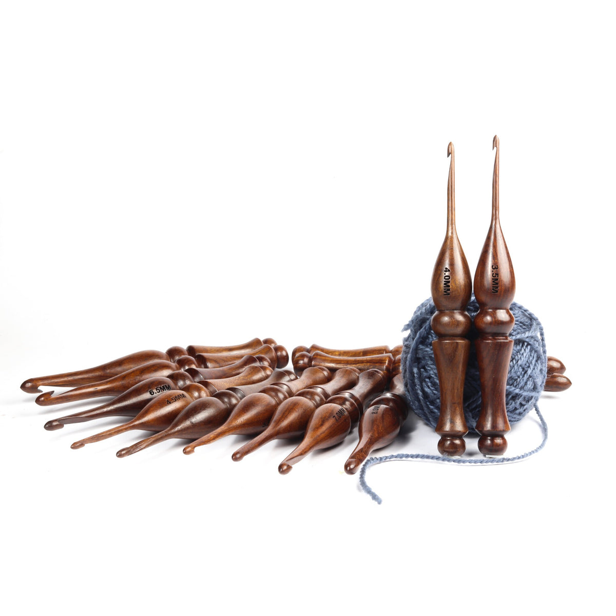 Premium 13-Piece Rosewood Crochet Hook Set – Wooden Hooks, Design 5