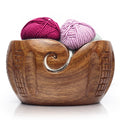 Hand-Carved Indian Rosewood Yarn Bowl for Knitting & Crochet – 7 × 4 in