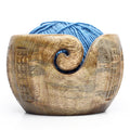 Hand-Carved Mango Wood Yarn Bowl for Knitting & Crochet – 6 × 4 in