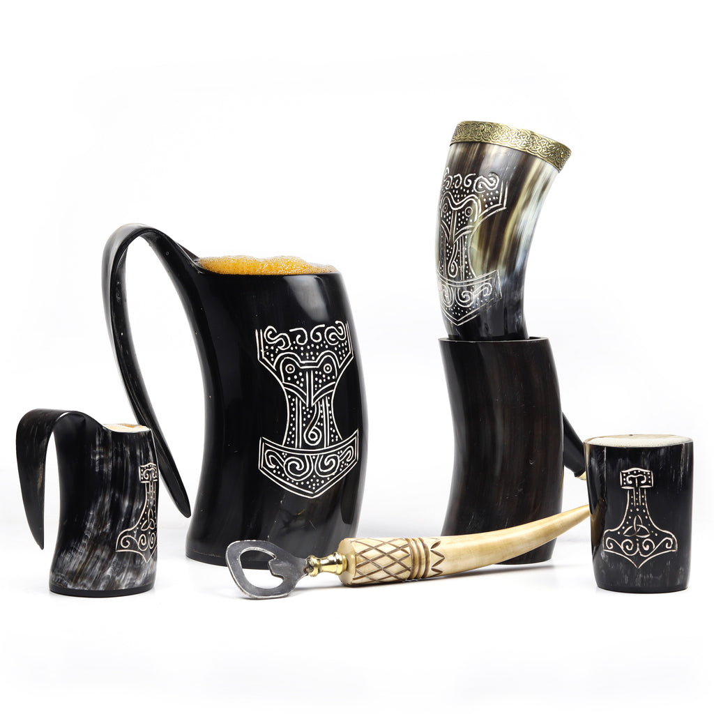 Handcrafted Natural Ox Horn Viking Mug – Unique Polished Finish