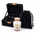 200 Cu In Large White Tree of Life Metal Urn for Adult Ashes – Gold Memorial Urn with Velvet Pouch