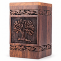 180 cubic inch wooden memorial urn for ashes with Tree of Life design