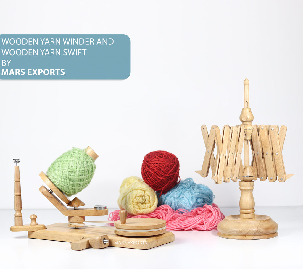 Handcrafted Beechwood Umbrella Yarn Swift for Knitting & Crochet – Design B