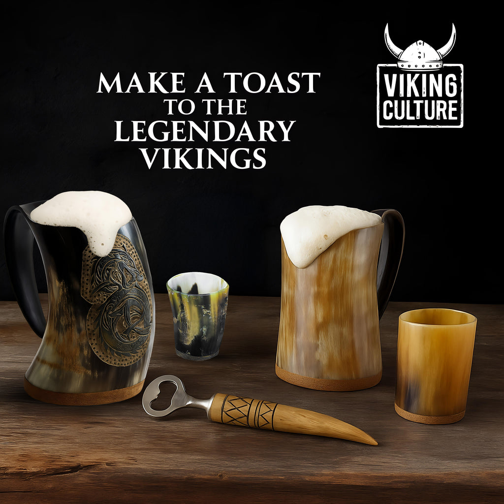 Large 28 oz dragon Viking natural ox horn mug – product view 6