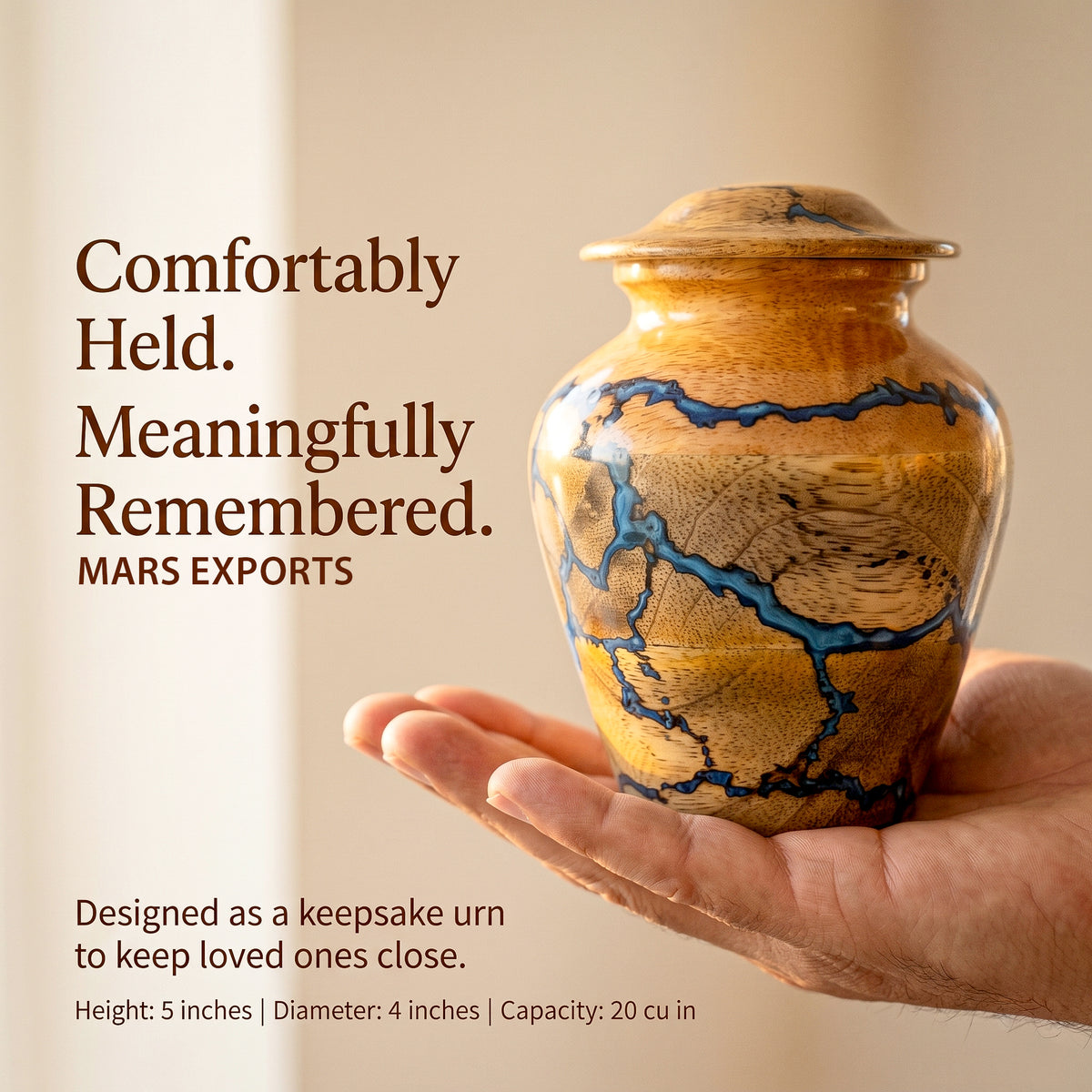 Extra-small 20 cubic inch urn for ashes