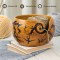 Handcrafted natural wood yarn bowl for knitting and crochet
