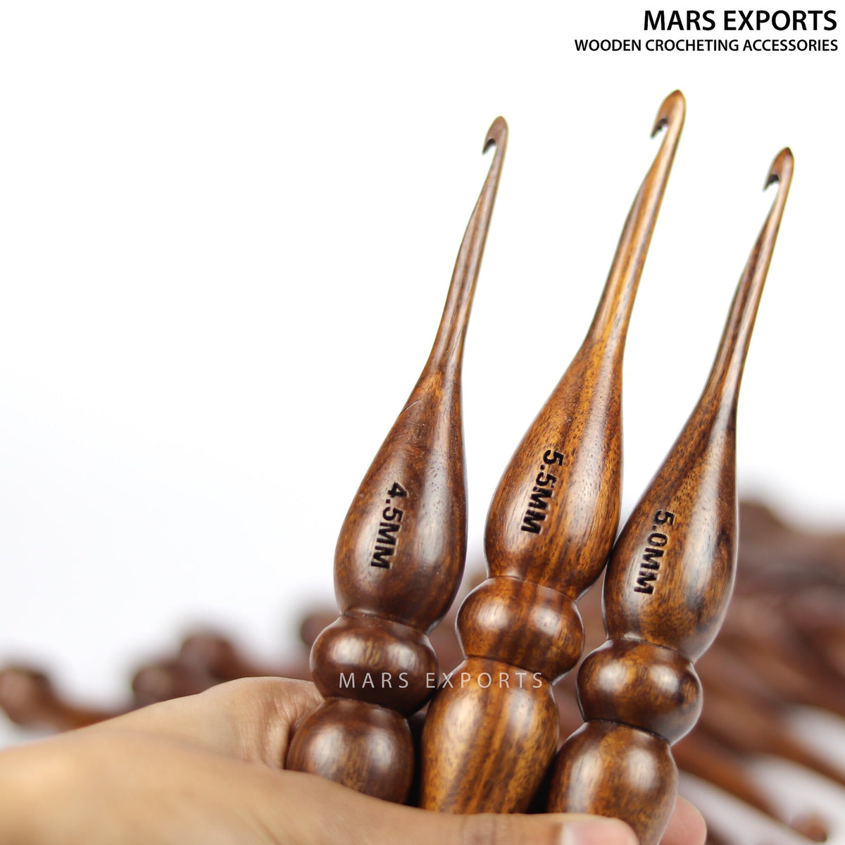 13-Piece Rosewood Crochet Hook Set – Assorted Wooden Hooks, Design 4
