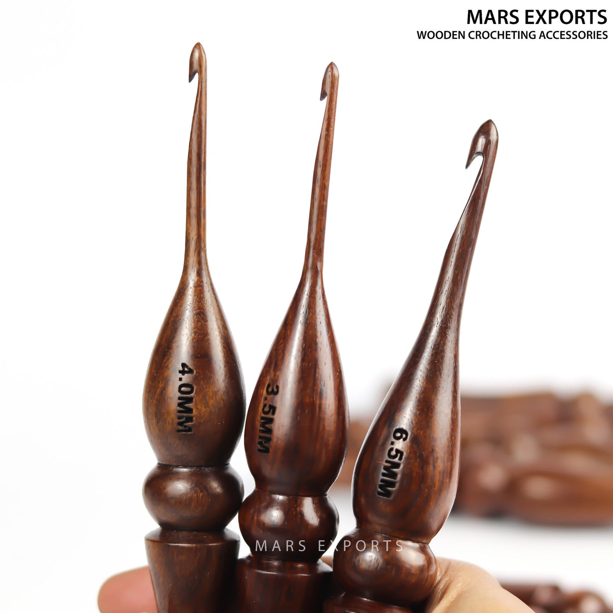 Premium 13-Piece Rosewood Crochet Hook Set – Wooden Hooks, Design 5