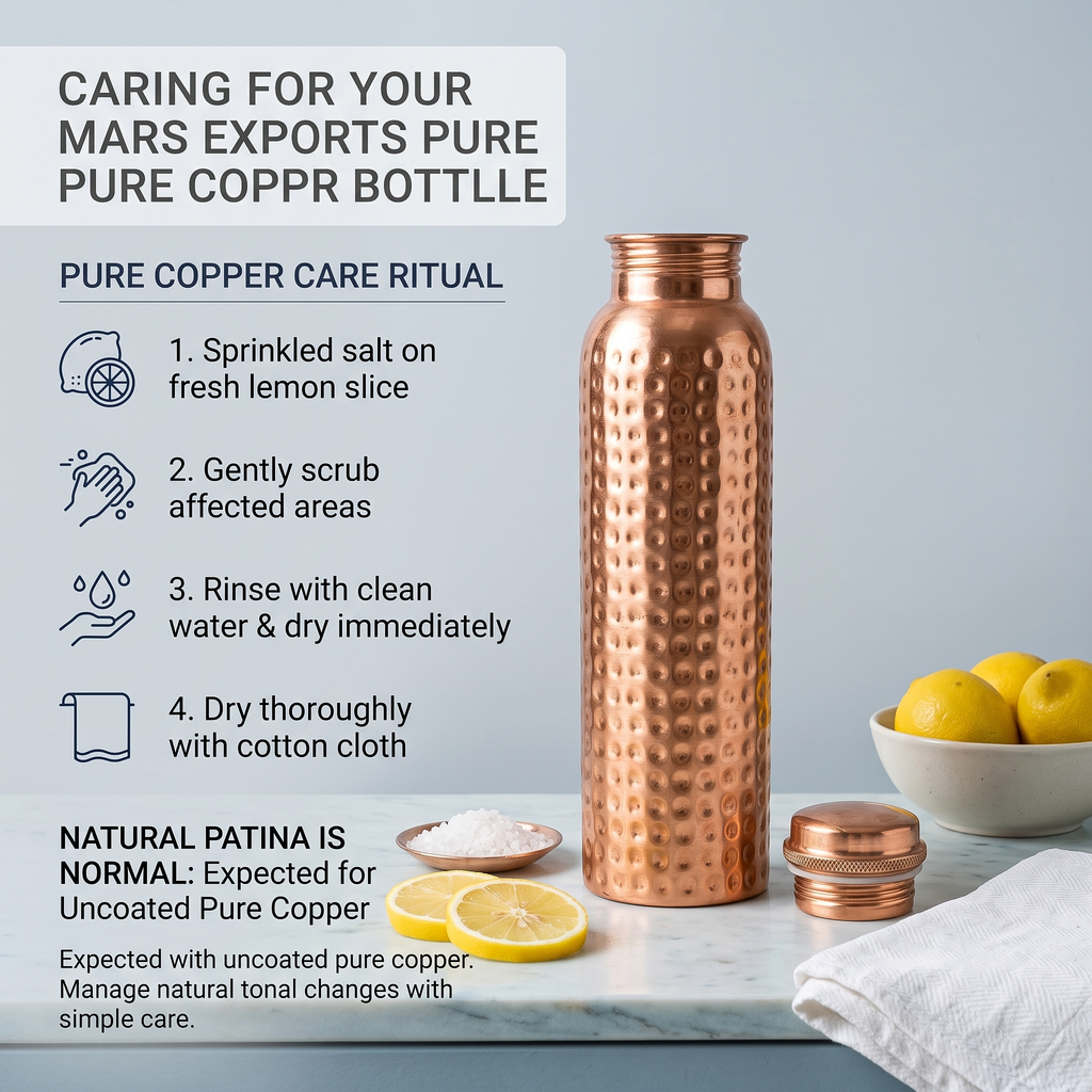 Full Hammered Copper Bottle with Canvas Carry Bag and Copper Straw – 950 ml / 32 oz