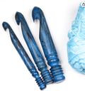 MARS EXPORTS 3-piece wooden crochet hook set antique blue