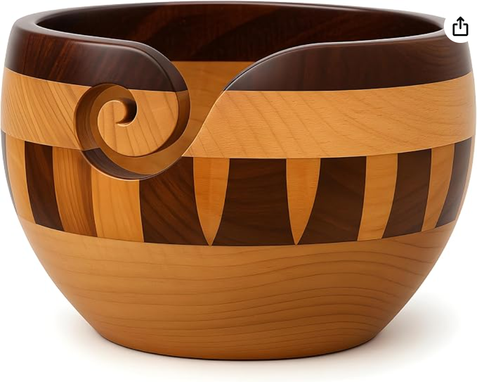 MARS EXPORTS handcrafted multiwood yarn bowl with swirl cutout