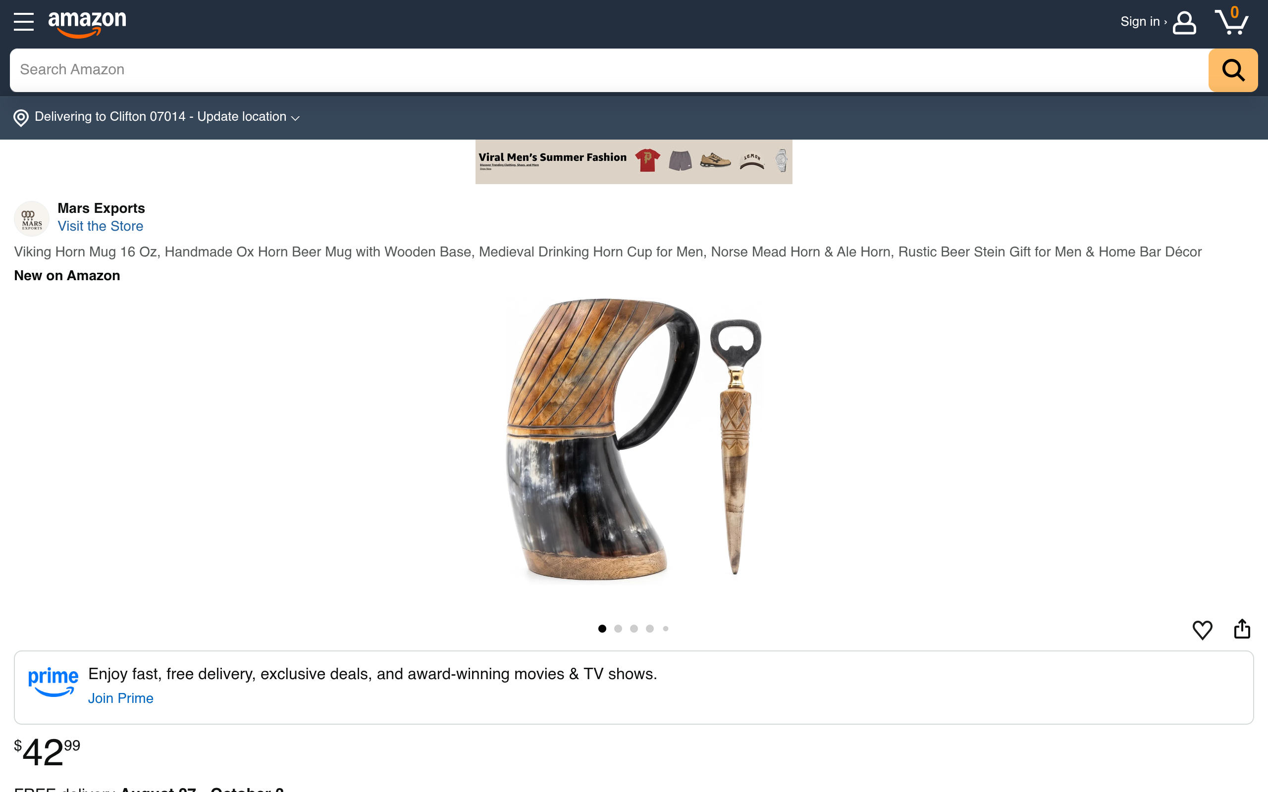 MARS EXPORTS carved burned artwork natural horn mug
