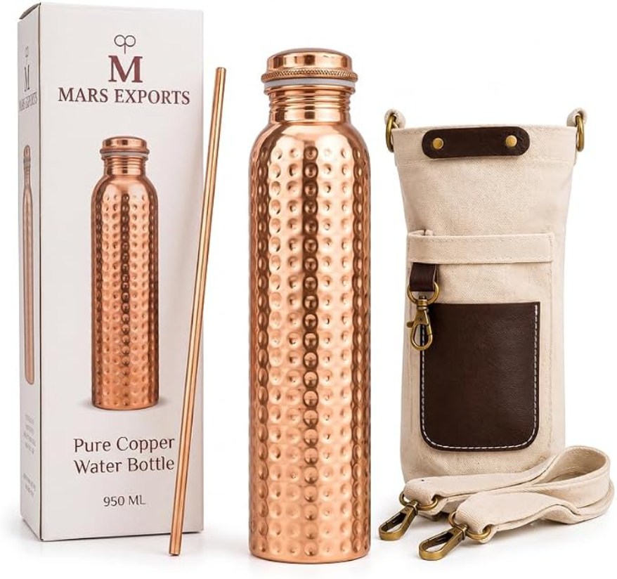 MARS EXPORTS Full Hammered copper bottle 950 ml
