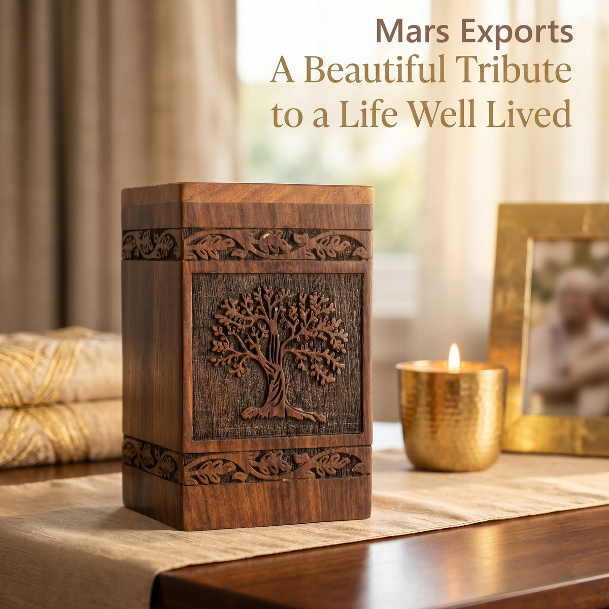20 cubic inch keepsake urn for ashes with decorative nature design