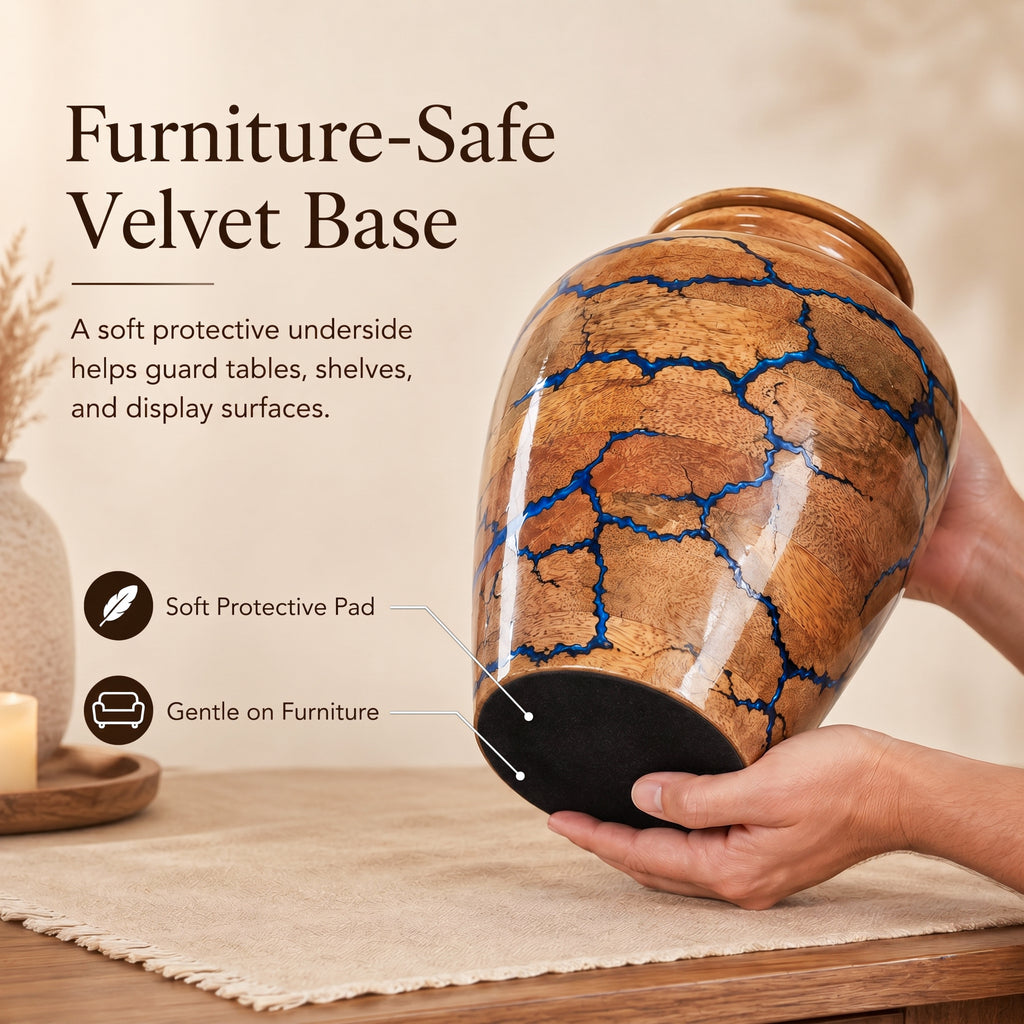 Large-capacity blue resin urn for funeral or celebration of life