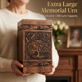 250 cubic inch rosewood memorial urn with Tree of Life and flying birds