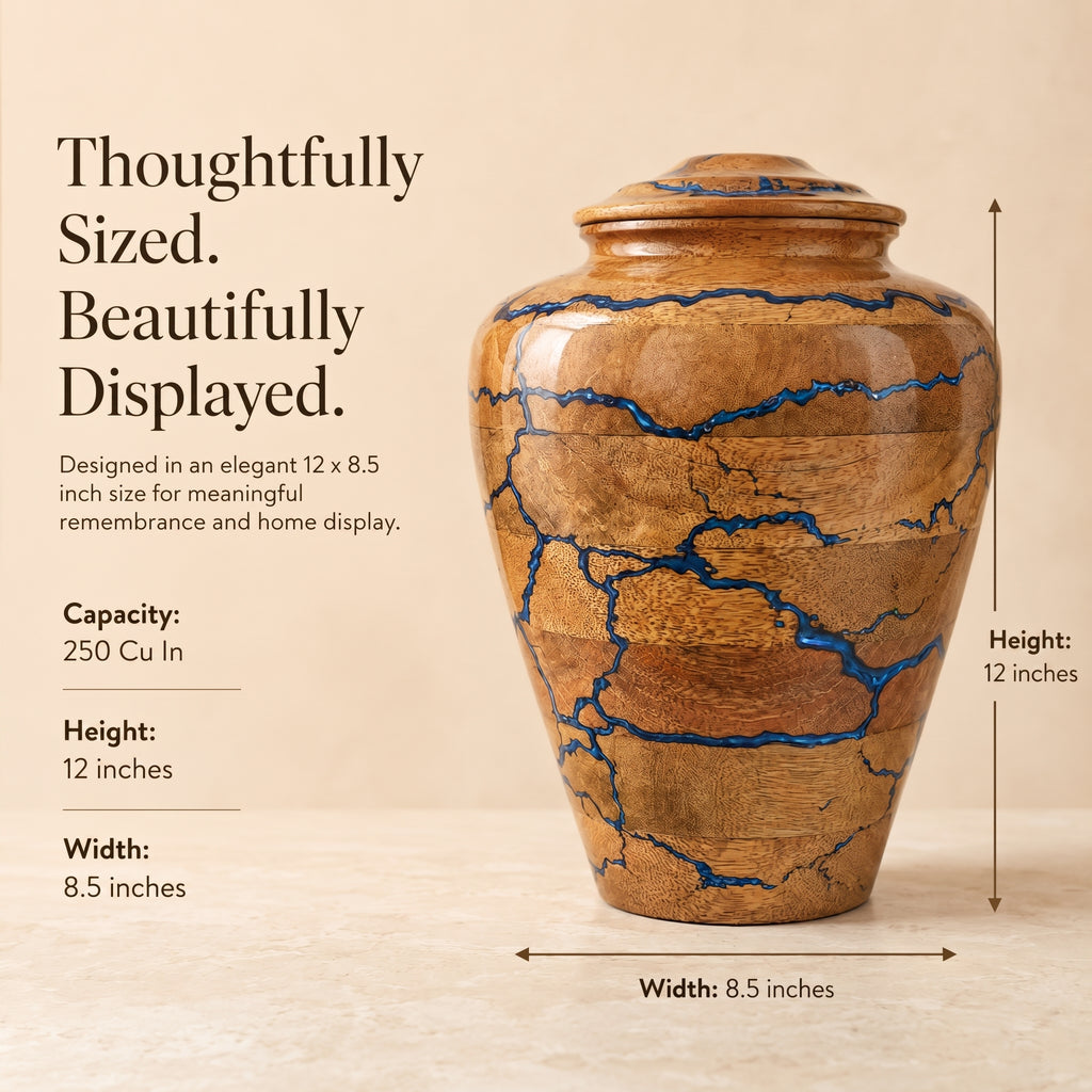 Extra-large memorial urn approximately 12 inches high