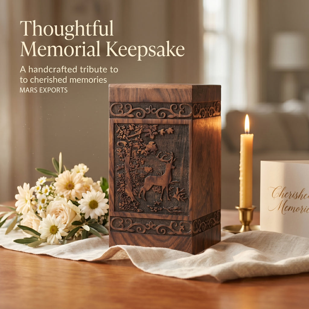 Rosewood urn for a funeral or celebration-of-life memorial