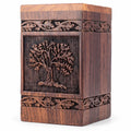 250 cubic inch wooden memorial urn for ashes with Tree of Life design