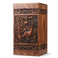 180 cubic inch rosewood memorial urn for ashes with engraved deer design