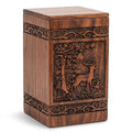 20 cubic inch rosewood keepsake urn for ashes with engraved deer design