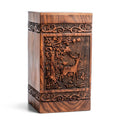 250 cubic inch rosewood memorial urn for ashes with engraved deer design