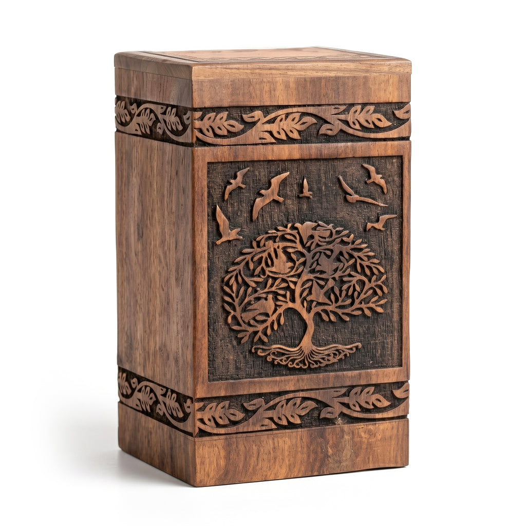 Extra-small wooden keepsake urn for a small portion of ashes