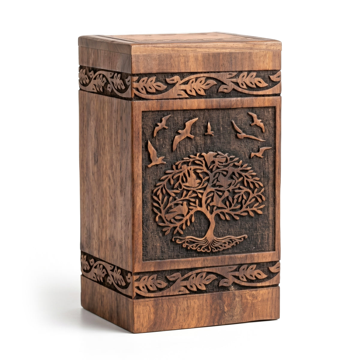 Extra-small wooden keepsake urn for a small portion of ashes
