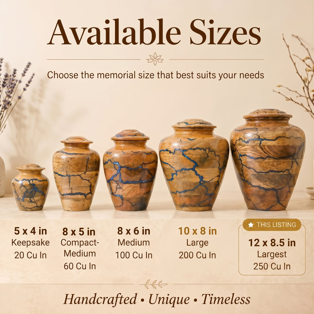 250 cu in wooden memorial urn with secure threaded lid