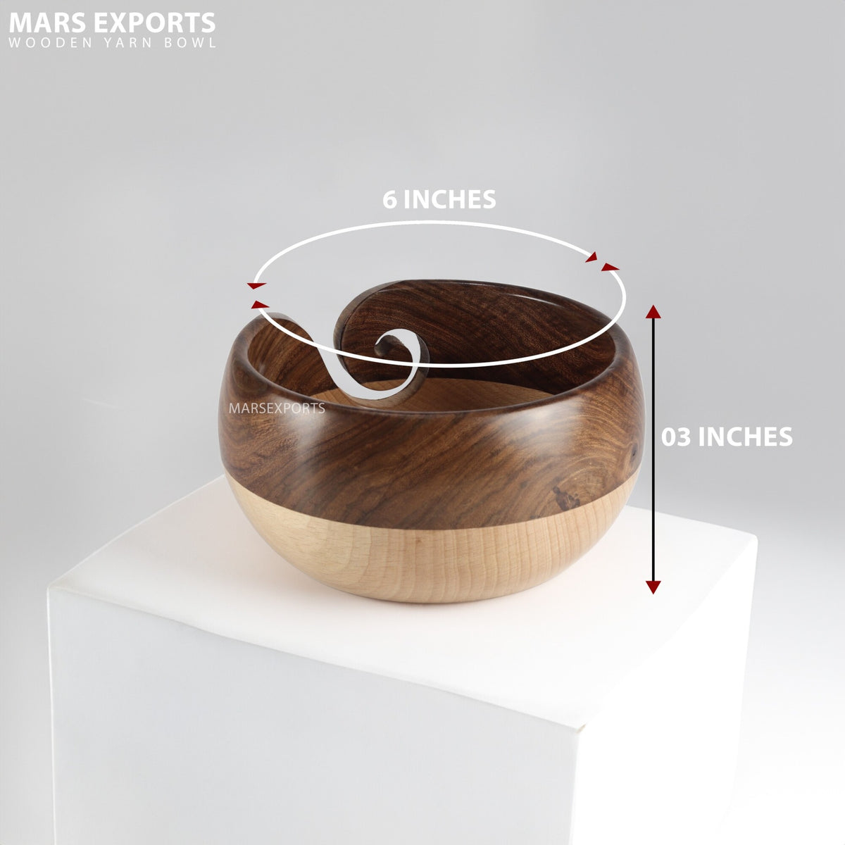 Handcrafted Multiwood Yarn Bowl for Knitting & Crochet – Multicolor Design 2, 6 × 3 in