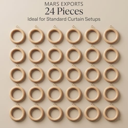 Natural beechwood curtain rod rings