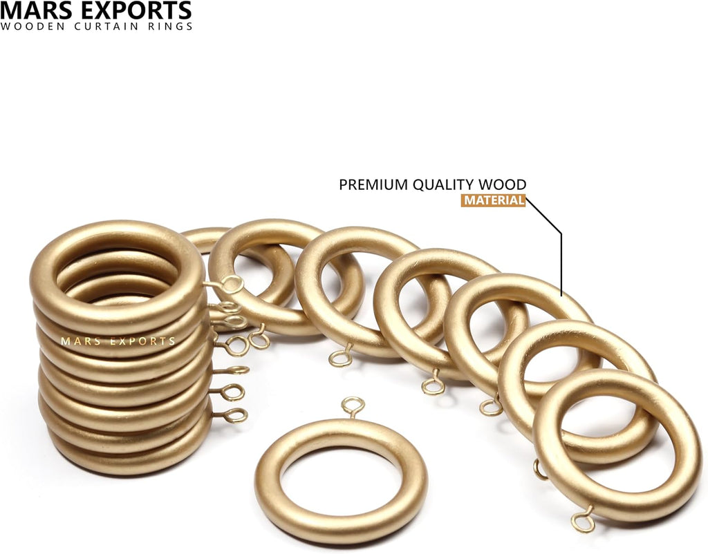 Golden wooden curtain rings dimensions and rod fit
