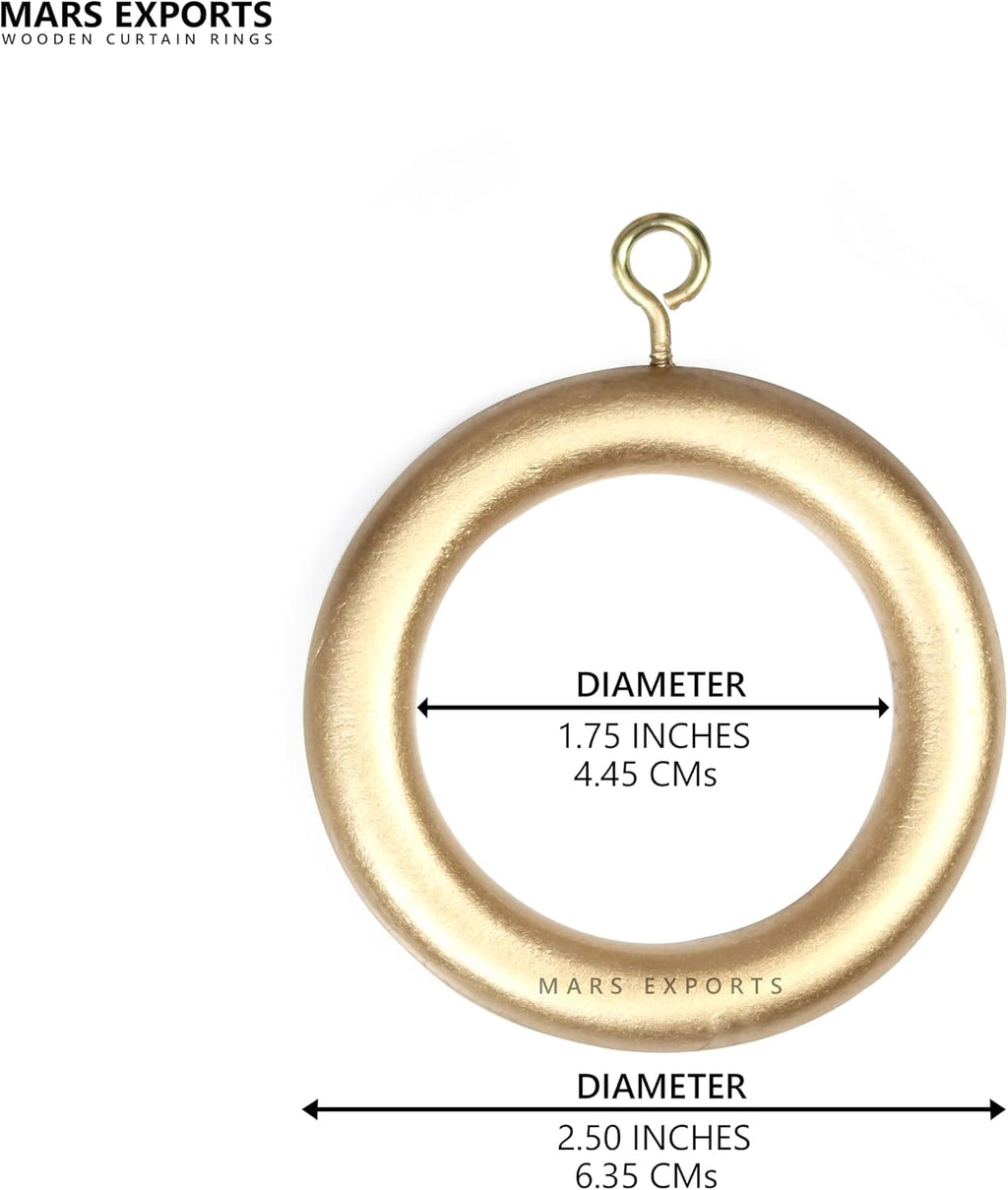 Pack of 24 golden wooden curtain rings