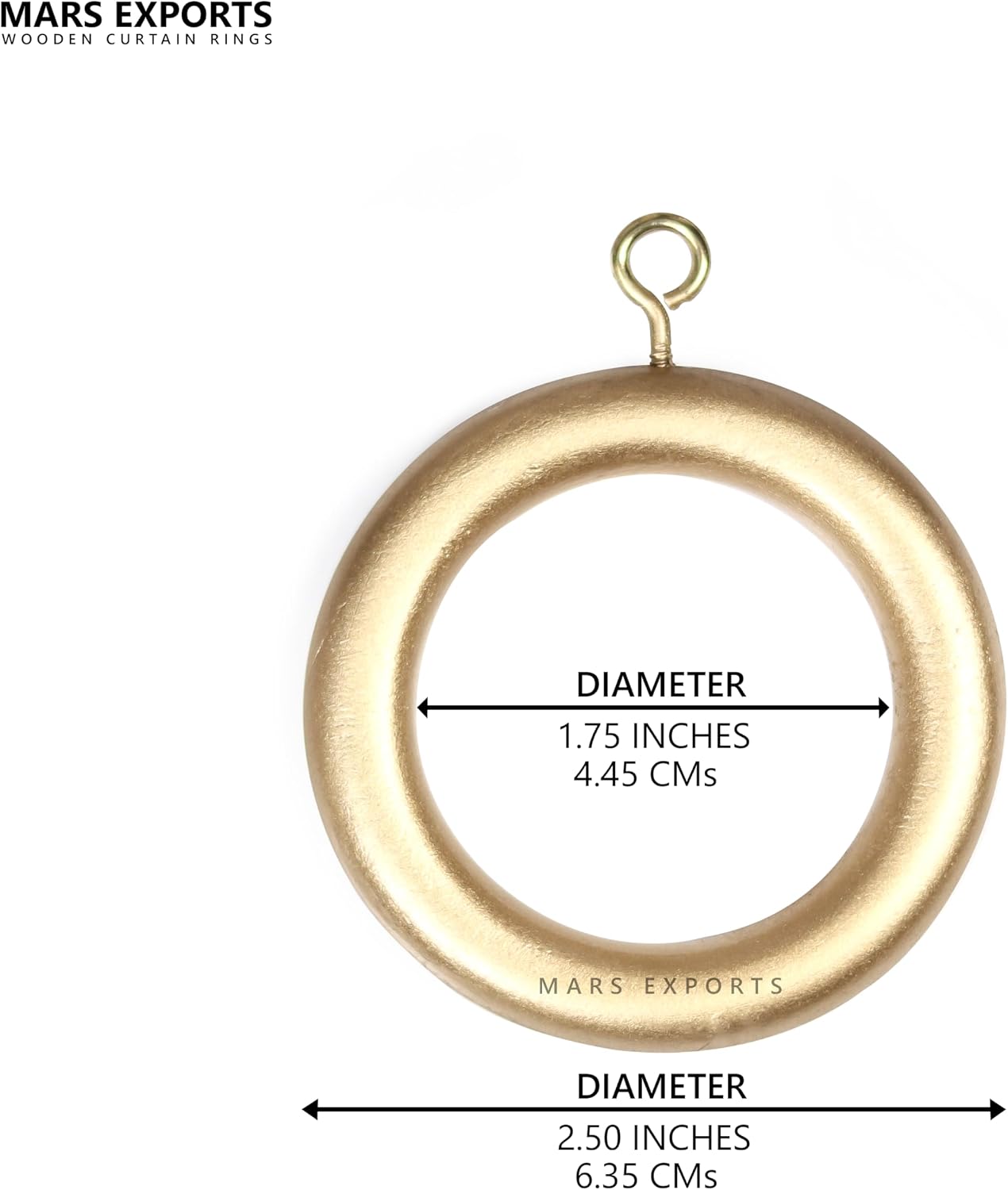Pack of 24 golden wooden curtain rings
