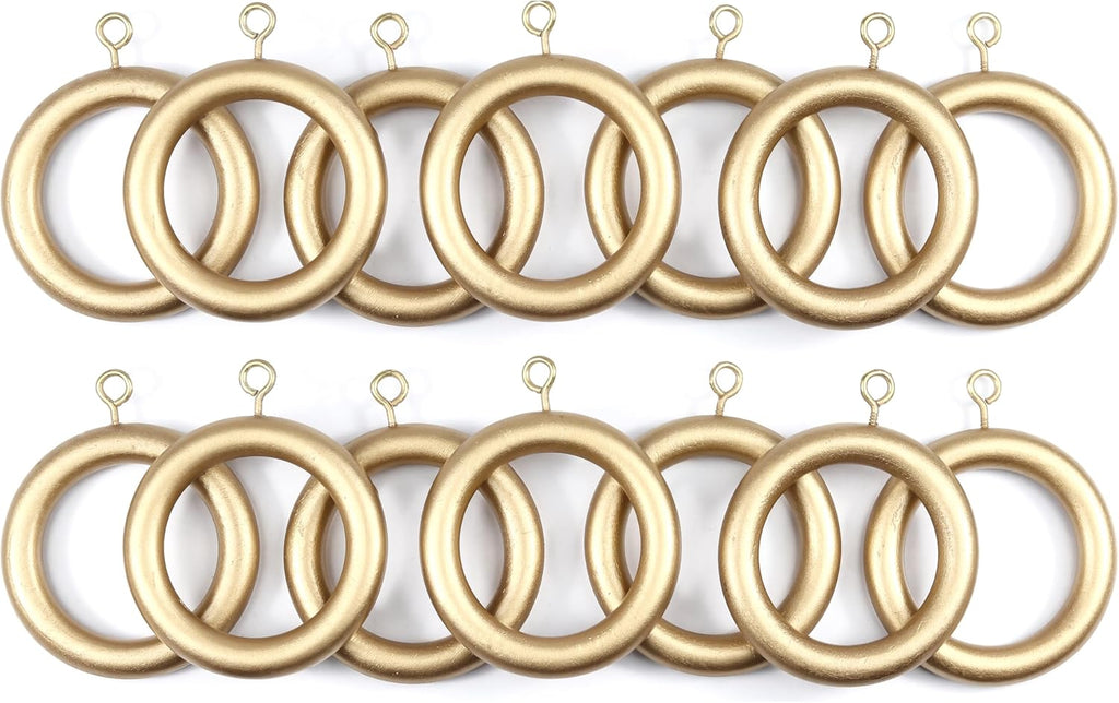 24 golden wooden curtain rings with eyelets only, clips not included