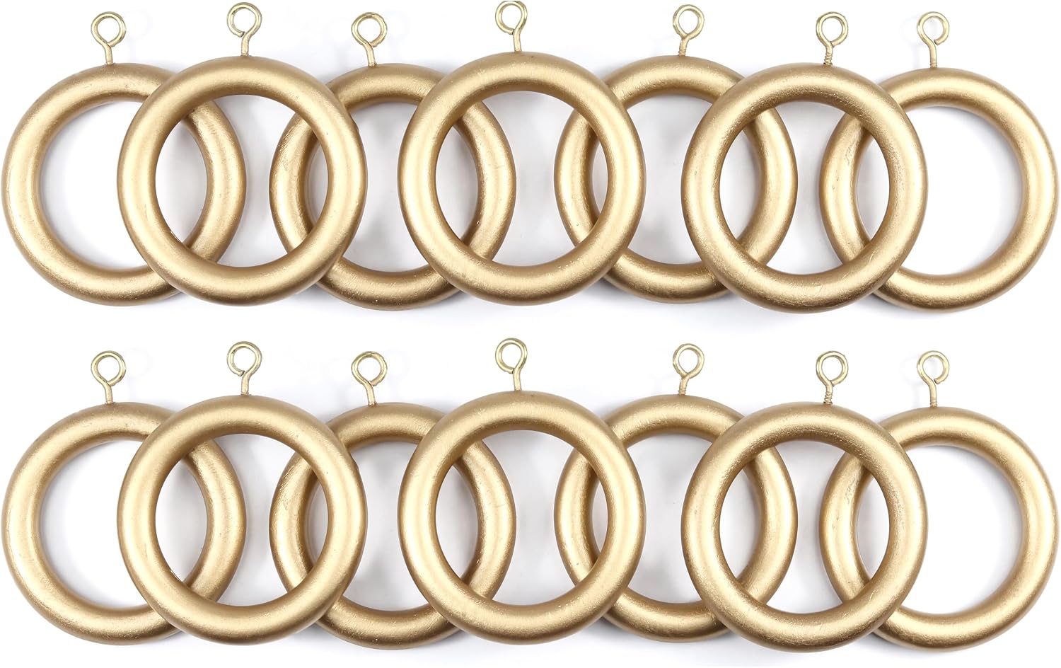 24 golden wooden curtain rings with eyelets only, clips not included