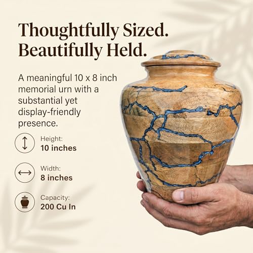 200 cu in wooden memorial urn with secure threaded lid