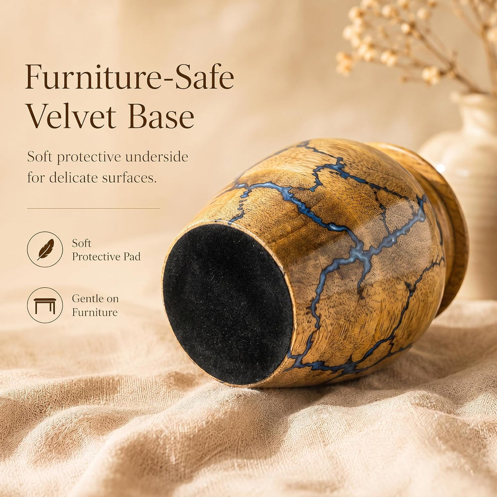 MARS EXPORTS small wooden keepsake urn with blue resin 5