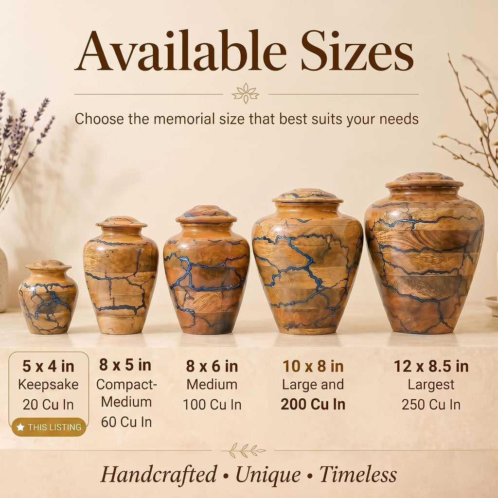 MARS EXPORTS small wooden keepsake urn with blue resin 8