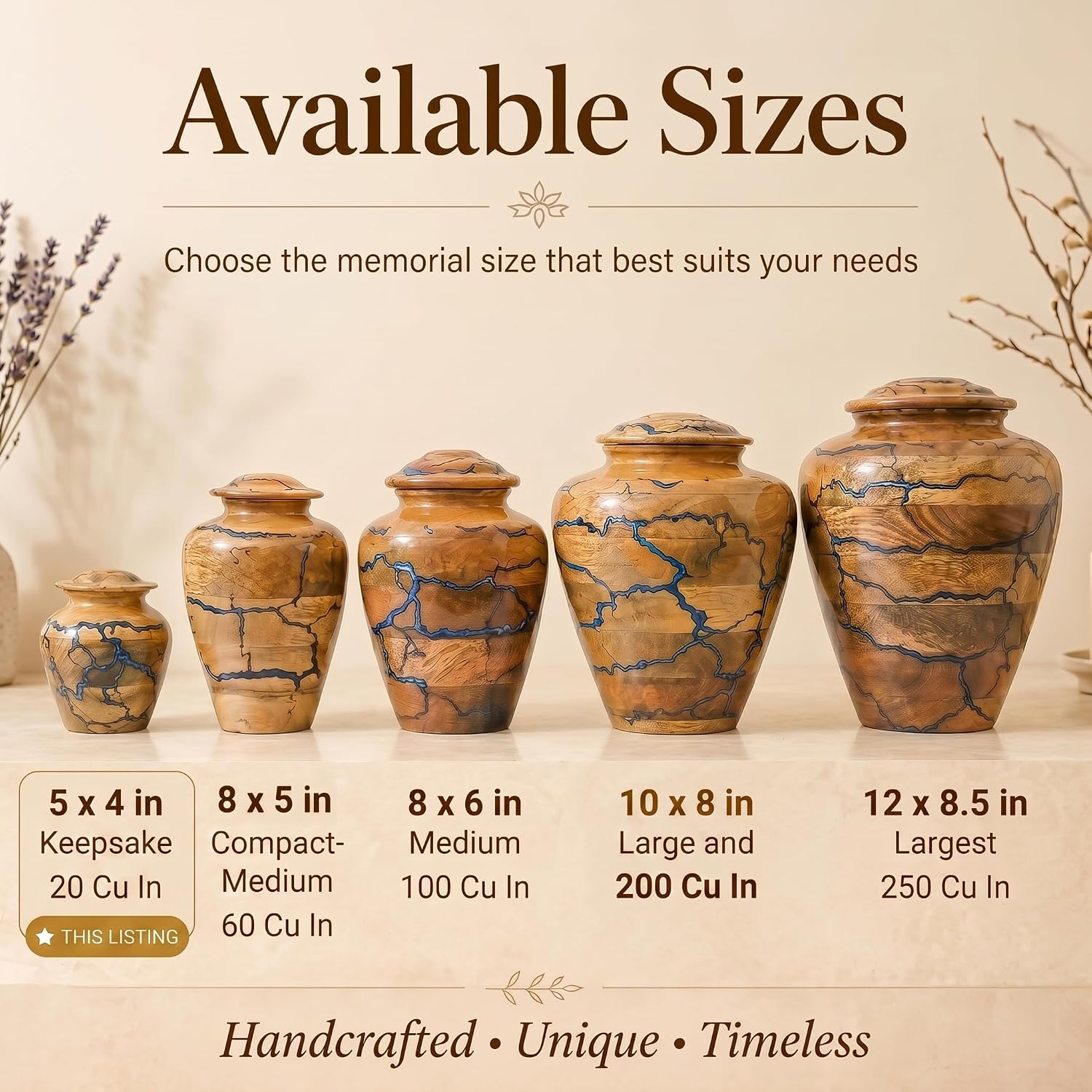 MARS EXPORTS small wooden keepsake urn with blue resin 8