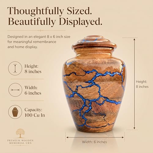 MARS EXPORTS handcrafted wooden urn with blue resin, 100 cubic inches - image 5