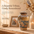 60 cubic inch wooden keepsake urn with blue resin design