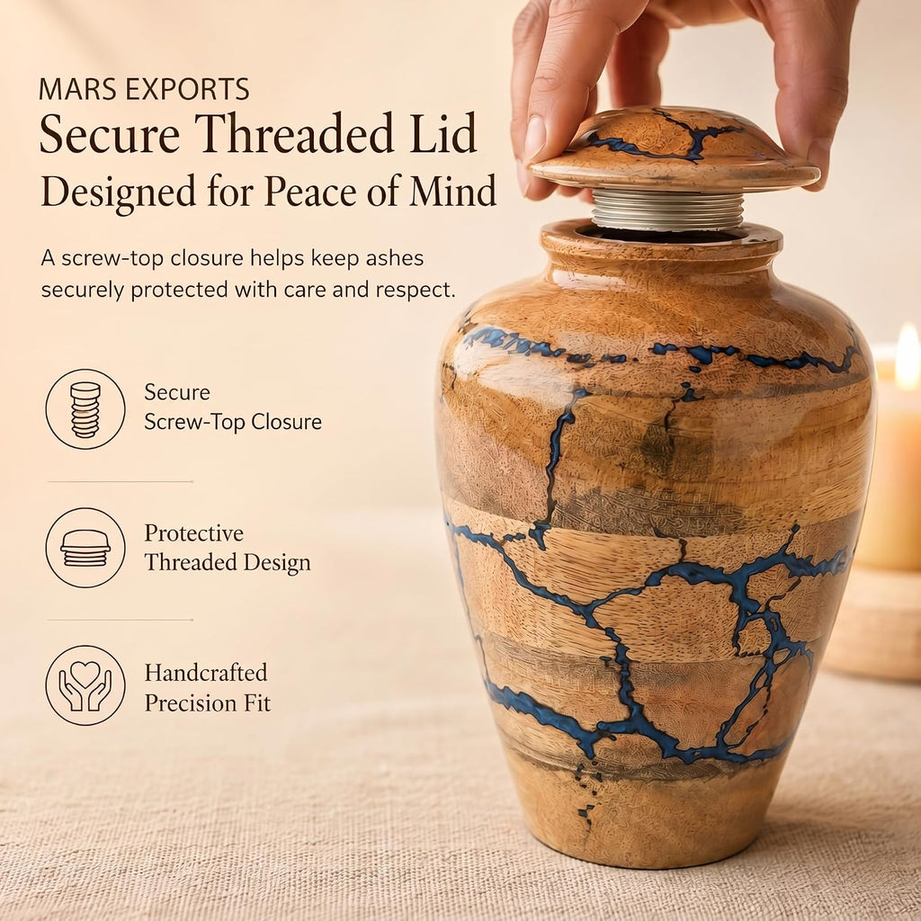 MARS EXPORTS 60 cubic inch wooden urn product image 6