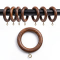 Natural rosewood wooden curtain rings with brass eyehooks, without clips