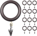 Retro brown wooden curtain rings with matching clips